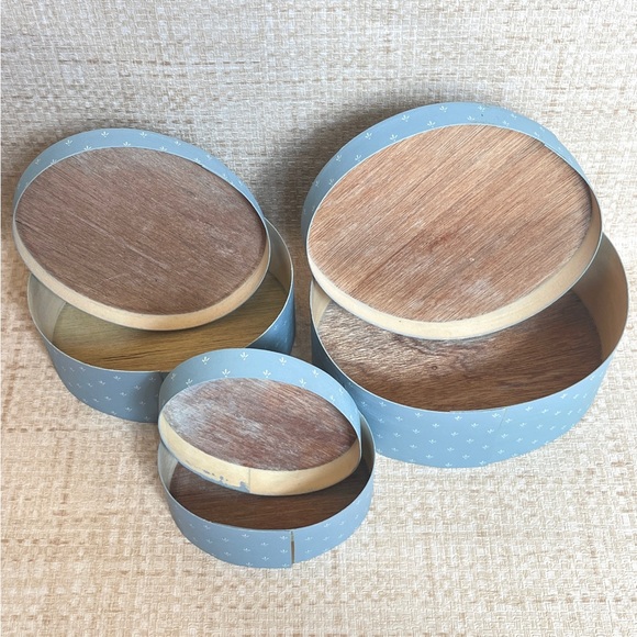 Painted Nesting Box Set Vintage Oval Boxes Vanity Storage Gift - Picture 4 of 7